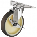 HAMMER CASTER 錘牌 215 E-UB 100H0428鏈球全不銹鋼角E型自由SP付聚氨酯B車100mm