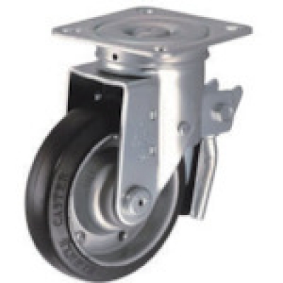 HAMMER CASTER 錘牌 鏈球腳輪 6615SR125-鏈球平付總鎖緊橡膠車