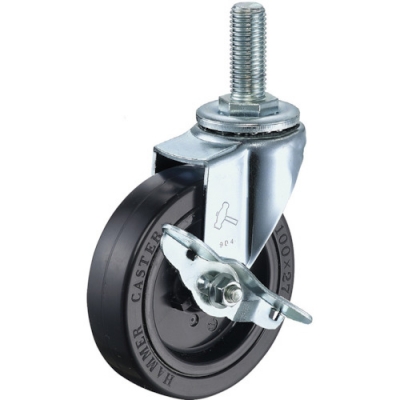 HAMMER CASTER 錘牌 腳輪 415 EA-RN 100-B 3RN-鏈球E型帶扭制動器黑色橡膠車100mm