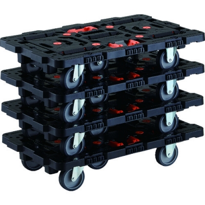 日本中山TRUSCO  BT700J3-E100T-M4  統(tǒng)一買入連接式樹脂制平臺(tái)車甲殼蟲700X450自在3輪固定的釬焊4臺(tái)套裝