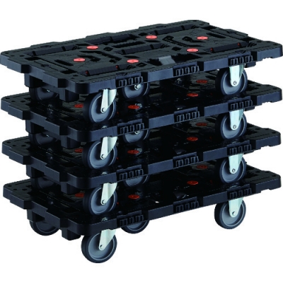 日本中山TRUSCO BT 700 J3-E100-M4  批量購買連結式樹脂制平板車甲殼蟲700 X450自如三輪4臺套